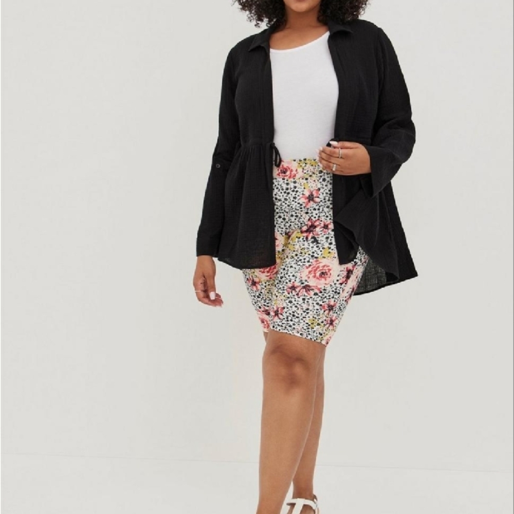 Torrid Gauze woven fabric tie waist kimono 4